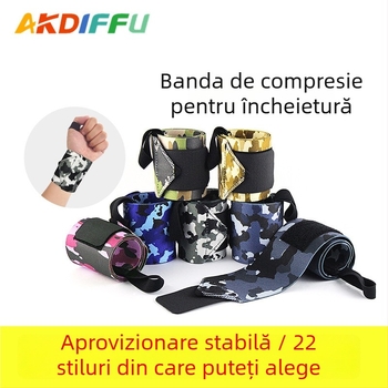 Suport pentru încheietura din nylon, cu imprimeu camuflaj, pentru haltere și baschet