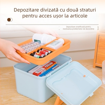 Cutie de medicamente pentru uz casnic, cu capacitate mare și mai multe compartimente, pentru depozitare în situații de urgență