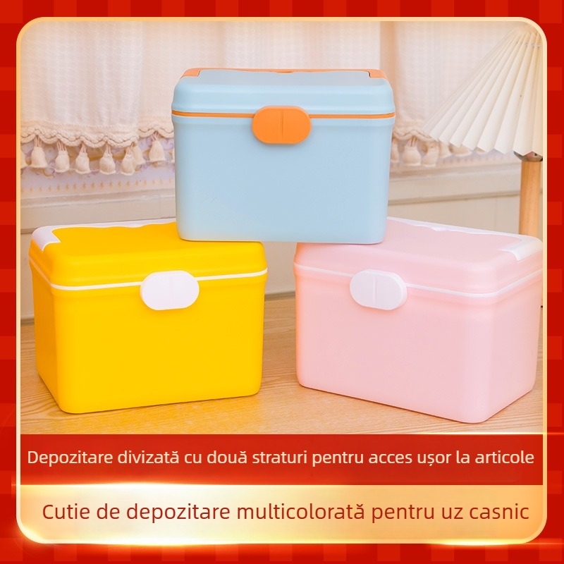 Cutie de medicamente pentru uz casnic, cu capacitate mare și mai multe compartimente, pentru depozitare în situații de urgență
