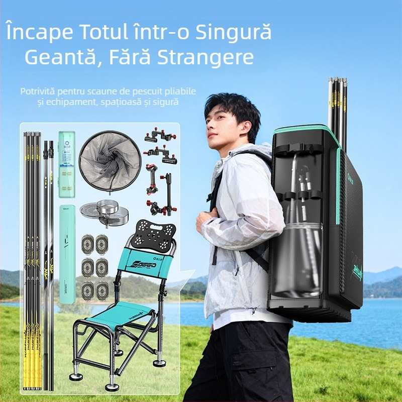 Rucsac-șezut de pescuit cu husă tare, geantă găleată și design ușor multifuncțional Source of Fishing