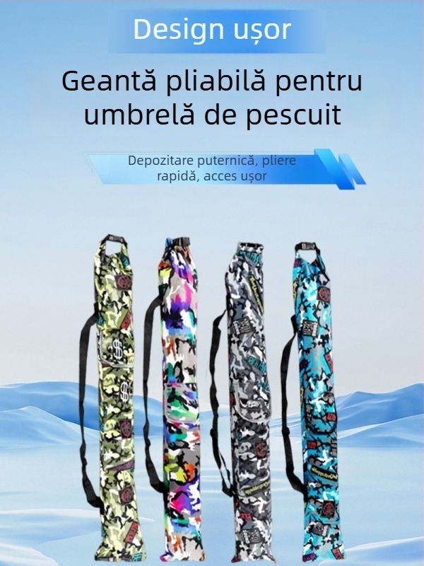 Geantă pliabilă din stofă Oxford pentru bețe de pescuit, capacitate mare, gentuță pentru umbrele și echipament de pescuit, portabilă