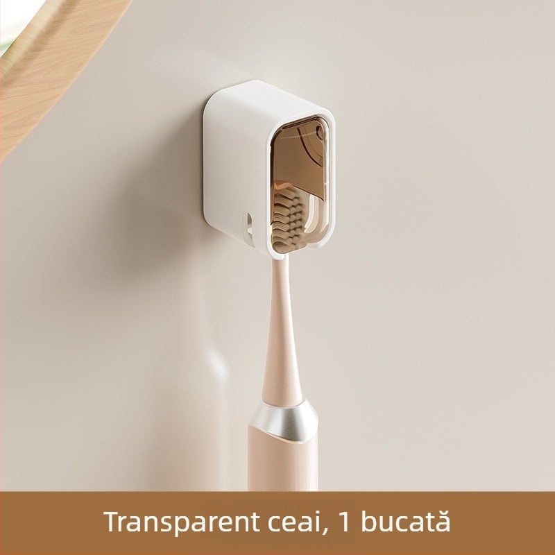 Suport praf protejat pentru periuțe electrice, montat pe perete, baie, fără găuri, depozitare dentară