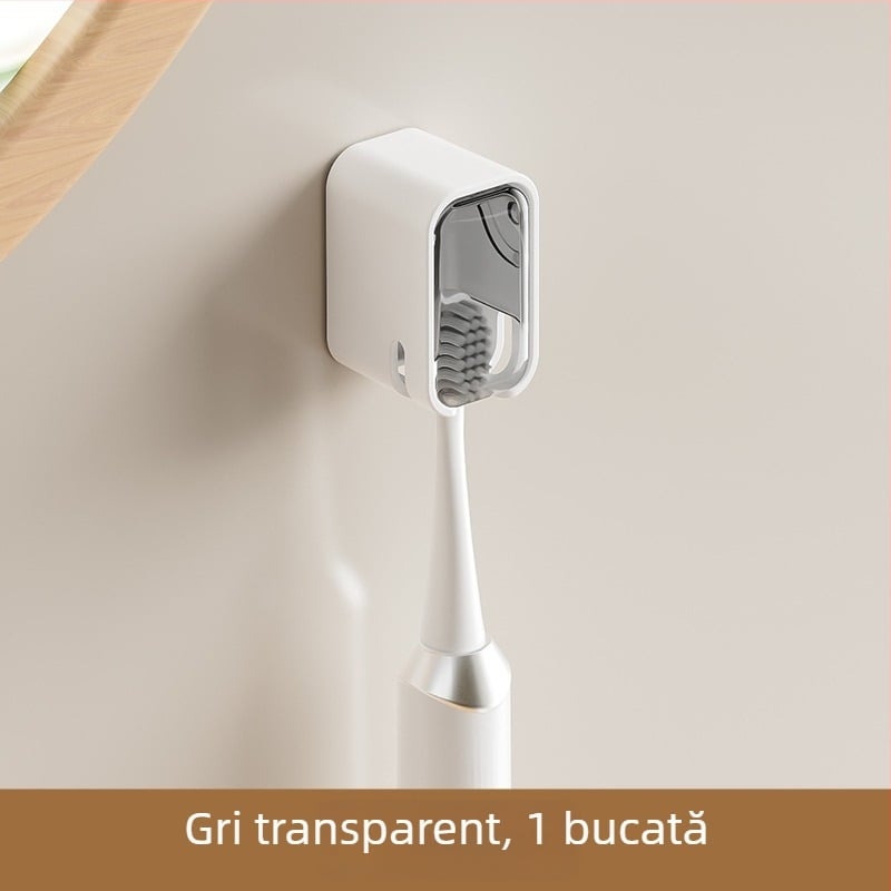 Suport praf protejat pentru periuțe electrice, montat pe perete, baie, fără găuri, depozitare dentară