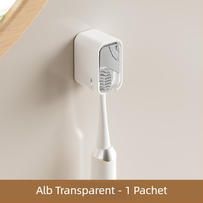 Suport praf protejat pentru periuțe electrice, montat pe perete, baie, fără găuri, depozitare dentară