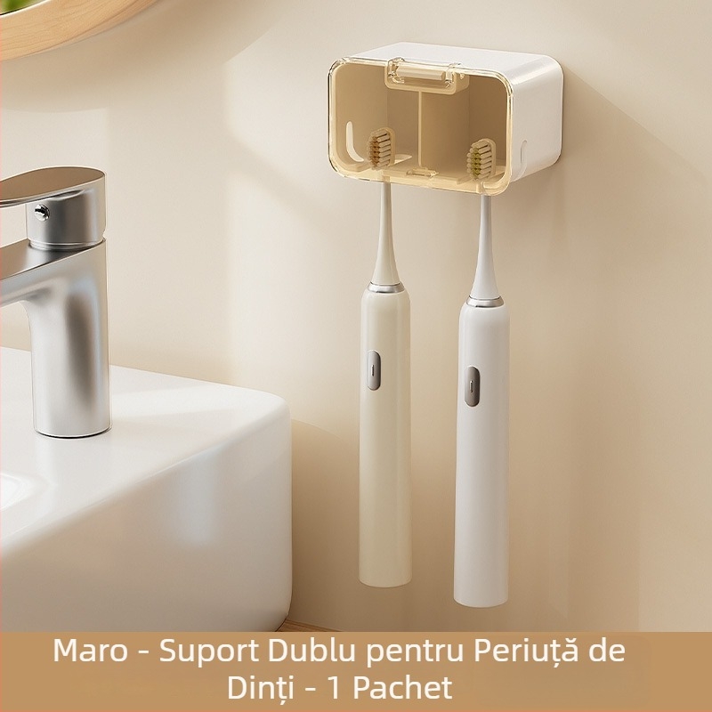 Suport praf protejat pentru periuțe electrice, montat pe perete, baie, fără găuri, depozitare dentară