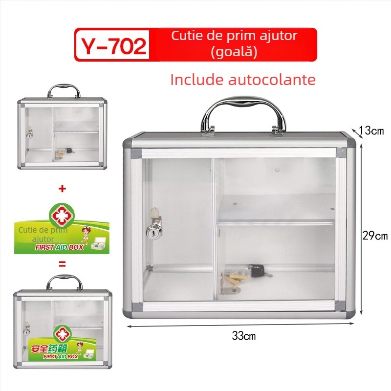 Cutie medicală montată pe perete din aliaj de aluminiu, cu încuietoare