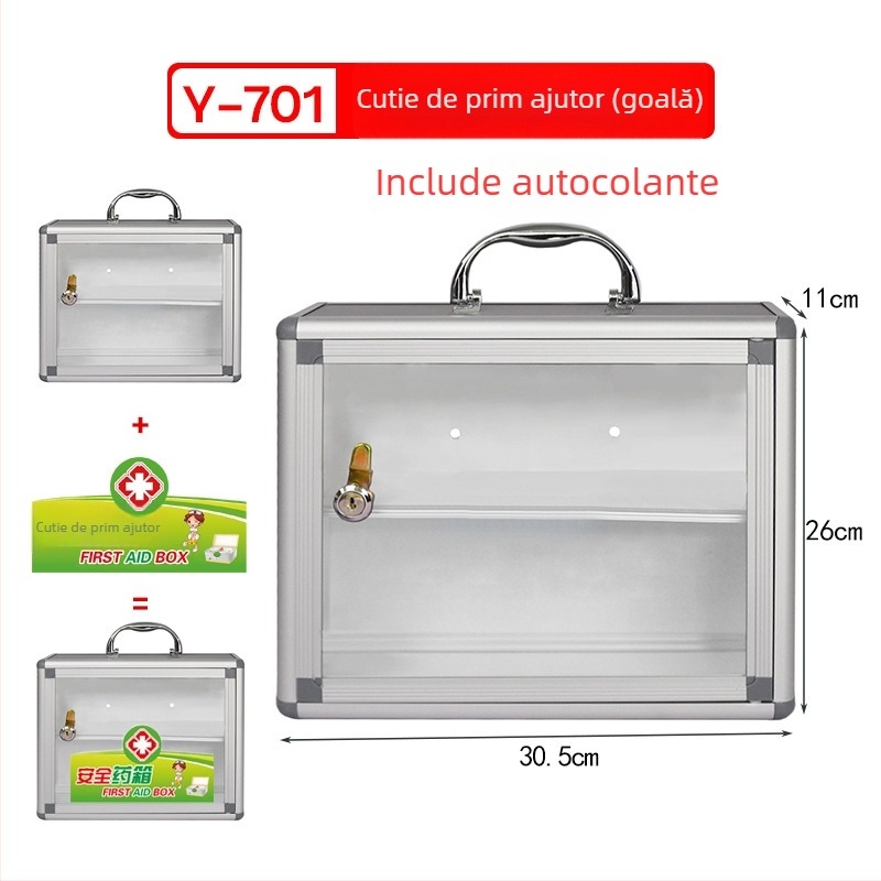 Cutie medicală montată pe perete din aliaj de aluminiu, cu încuietoare