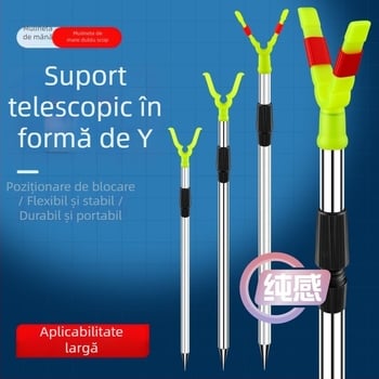 Suport în formă de Y pentru undițe, din oțel inox, prindere pe sol pentru aruncări la distanță