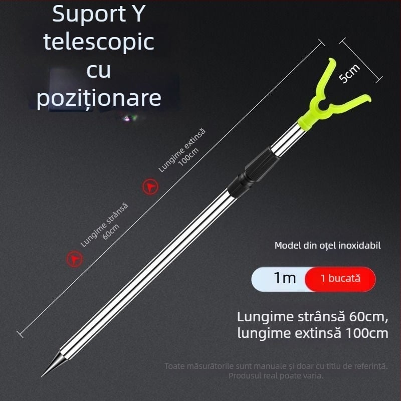 Suport în formă de Y pentru undițe, din oțel inox, prindere pe sol pentru aruncări la distanță