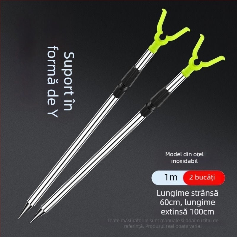 Suport în formă de Y pentru undițe, din oțel inox, prindere pe sol pentru aruncări la distanță