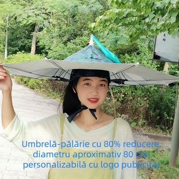 Umbrelă de cap pliabilă, protecție solară pentru munca în aer liber, imprimare logo, umbrelă publicitară pentru pescuit, cadru din oțel cu 8 brațe