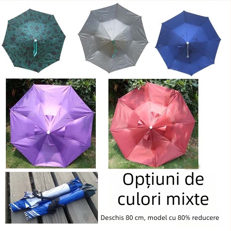 Umbrelă de cap pliabilă, protecție solară pentru munca în aer liber, imprimare logo, umbrelă publicitară pentru pescuit, cadru din oțel cu 8 brațe