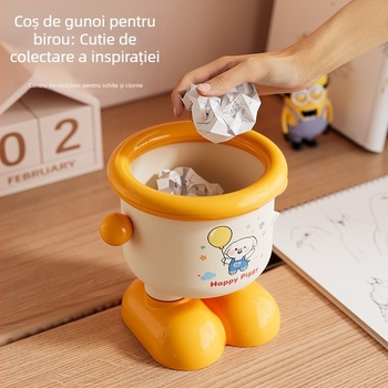 Organizator de birou în stil desen animat: suport pentru pixuri, depozitare pentru cosmetice și coș de gunoi drăguț