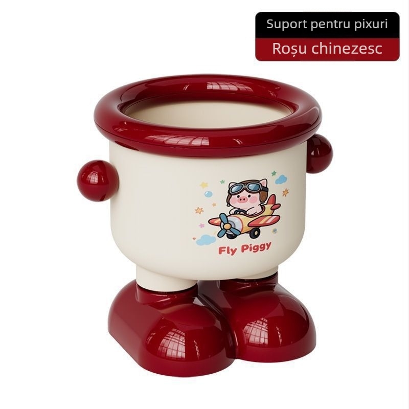 Organizator de birou în stil desen animat: suport pentru pixuri, depozitare pentru cosmetice și coș de gunoi drăguț