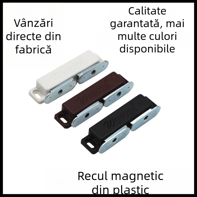Încuietoare pentru ușa dulapului din ABS cu mecanism magnetic, montaj pe perete, fără găuri