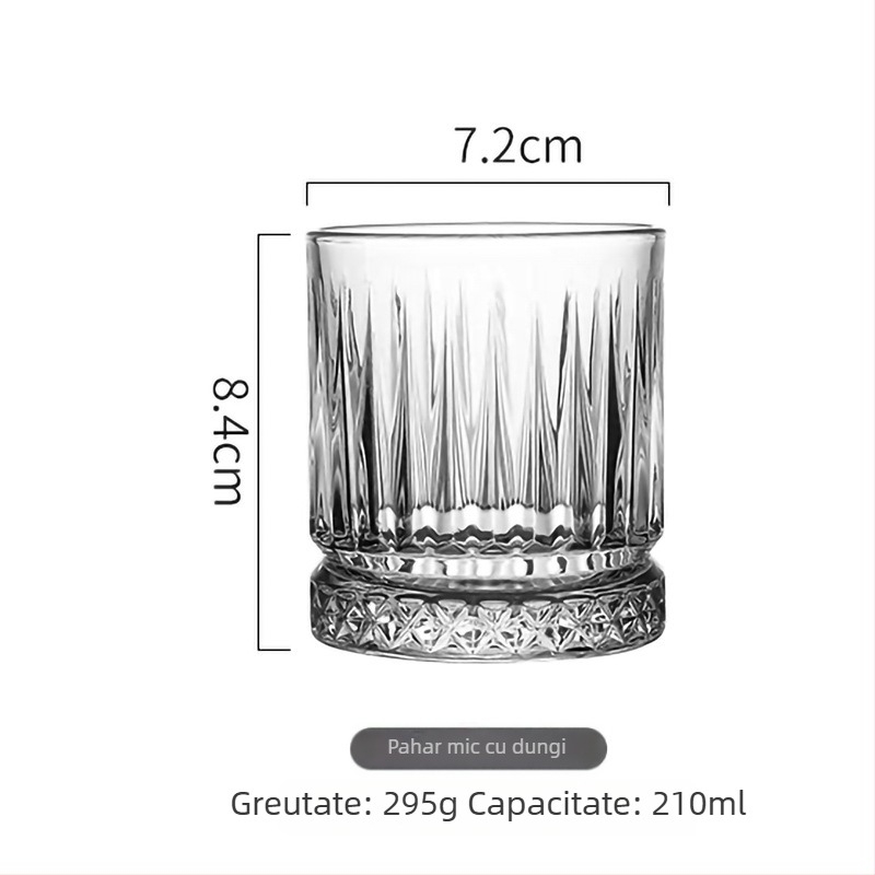 Pahar din sticlă pentru băuturi lungi, cu dungi – whisky, cocktailuri și cafea — stil minimalist, estetică înaltă, inspirat de Instagram