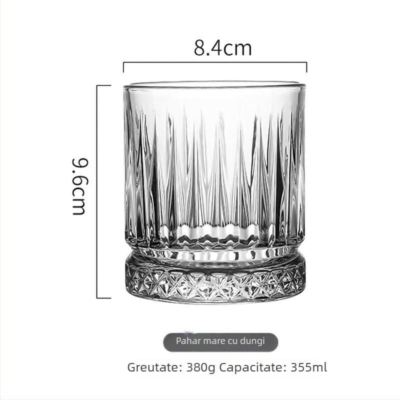 Pahar din sticlă pentru băuturi lungi, cu dungi – whisky, cocktailuri și cafea — stil minimalist, estetică înaltă, inspirat de Instagram