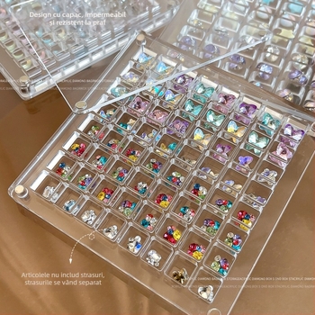 Cutie de afișare din acrilic foarte transparency pentru unghii, cu design magnetic în stil japonez, rezistentă la praf și apă, depozitare comodă pentru bijuterii și instrumente.