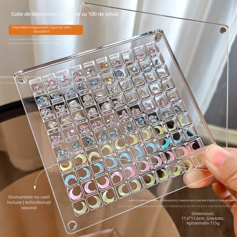Cutie de afișare din acrilic foarte transparency pentru unghii, cu design magnetic în stil japonez, rezistentă la praf și apă, depozitare comodă pentru bijuterii și instrumente.