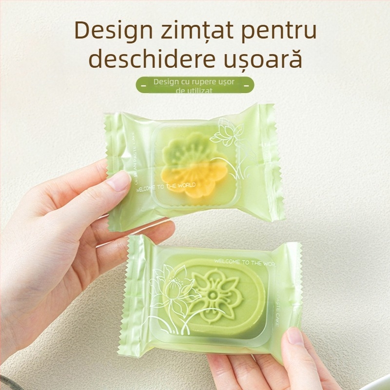 Pungi de ambalare pentru prăjitură cu fasole mung, transparente, sigilate mecanic, ambalaj individual, mini cutii groase pentru coacere