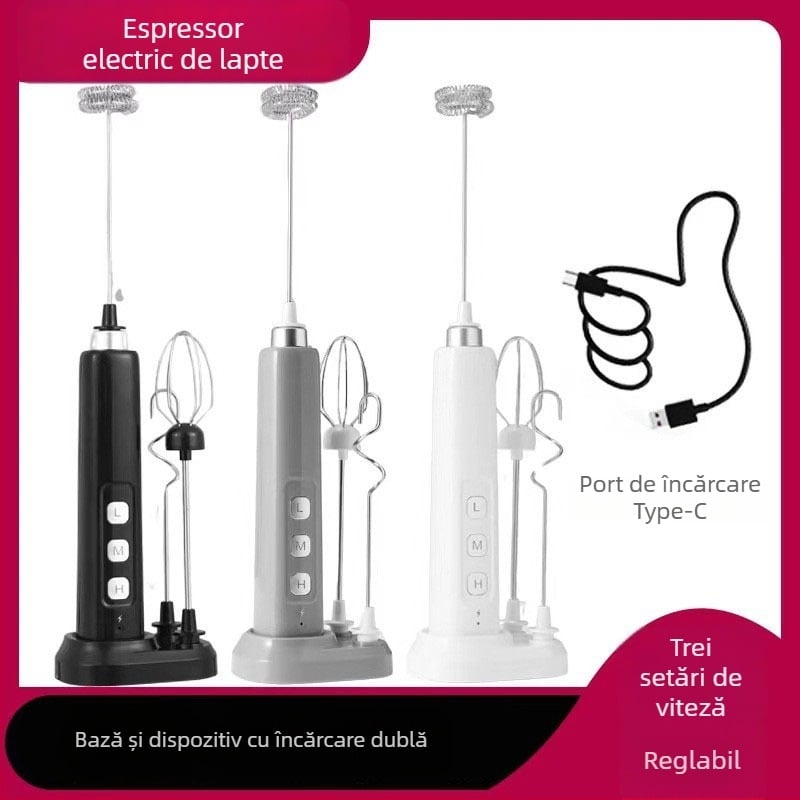 Mixer electric de mână, USB reîncărcabil — mini tel pentru ouă, spumă de lapte și coacere