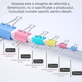 Clipuri colorate pentru documente cu coadă lungă, în mai multe dimensiuni, articole de birou din metal