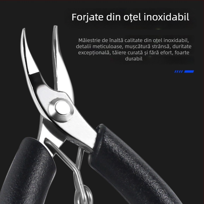 Clește mini pentru bijuterii, oțel inoxidabil, fin, antiaderent, fără dinți, nas rotund, tăiere diagonală, vârf ascuțit, pentru înfășurarea firului DIY