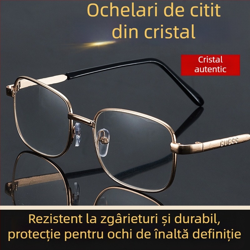 Ochelari de citit cu definiție înaltă, anti-oboseală, lentile din sticlă cristal, pliabili și portabili.