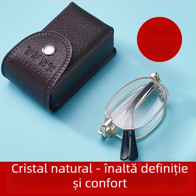 Ochelari de citit cu definiție înaltă, anti-oboseală, lentile din sticlă cristal, pliabili și portabili.