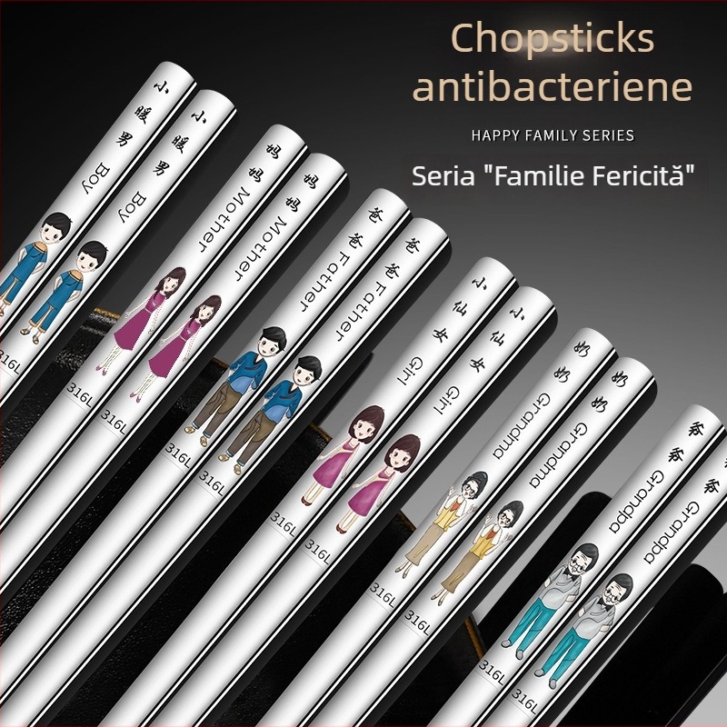 Set de bețe din oțel inox 316 pentru uz casnic, câte unul pe persoană, masă în familie, rezistente la mucegai, rezistente la temperaturi înalte