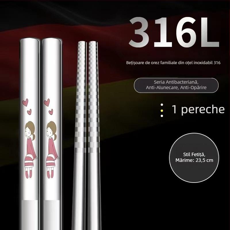 Set de bețe din oțel inox 316 pentru uz casnic, câte unul pe persoană, masă în familie, rezistente la mucegai, rezistente la temperaturi înalte