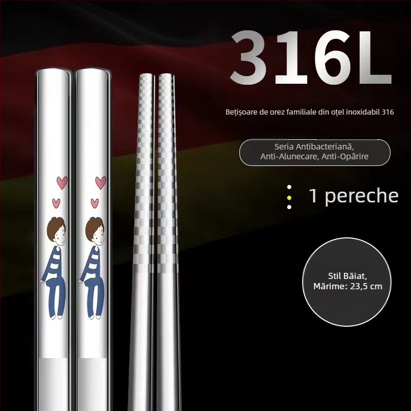 Set de bețe din oțel inox 316 pentru uz casnic, câte unul pe persoană, masă în familie, rezistente la mucegai, rezistente la temperaturi înalte