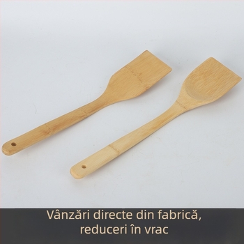 Spatulă din bambus pentru tigăi antiaderente, lingură din bambus pentru gătit, lingură de orez pentru sushi, spatulă de bucătărie pătrată
