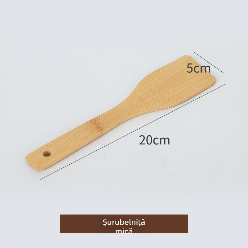 Spatulă din bambus pentru tigăi antiaderente, lingură din bambus pentru gătit, lingură de orez pentru sushi, spatulă de bucătărie pătrată