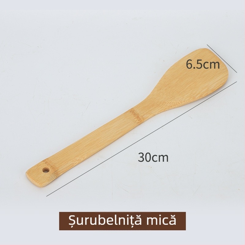 Spatulă din bambus pentru tigăi antiaderente, lingură din bambus pentru gătit, lingură de orez pentru sushi, spatulă de bucătărie pătrată