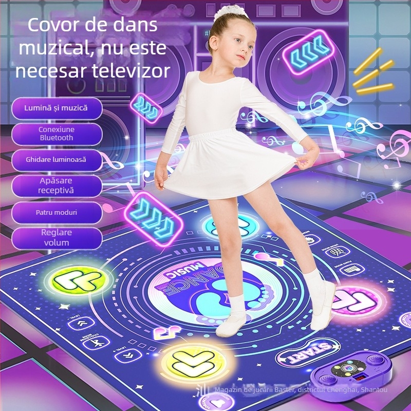 Covor de dans Bluetooth cu LED-uri pentru copii — exerciții în interior și jucărie educativă
