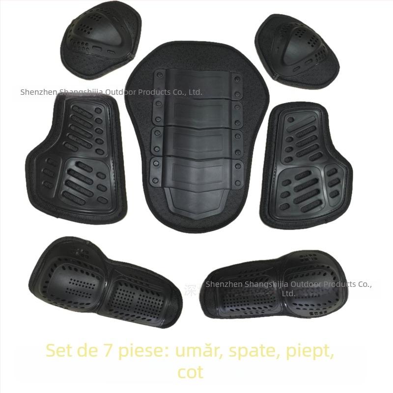 Set de protecție pentru motocicletă de 7 piese cu protecții pentru spate, genunchi, piept, cot și umeri