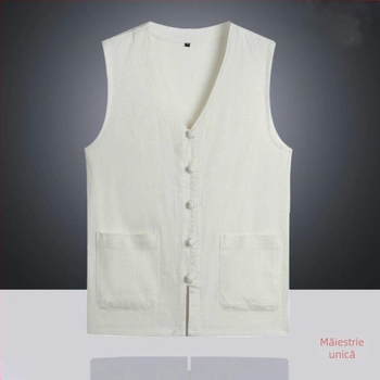 Vesta de vară ușoară pentru bărbați, stil chinezesc, croială relaxată, oversize, vintage din in