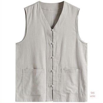 Vesta de vară ușoară pentru bărbați, stil chinezesc, croială relaxată, oversize, vintage din in
