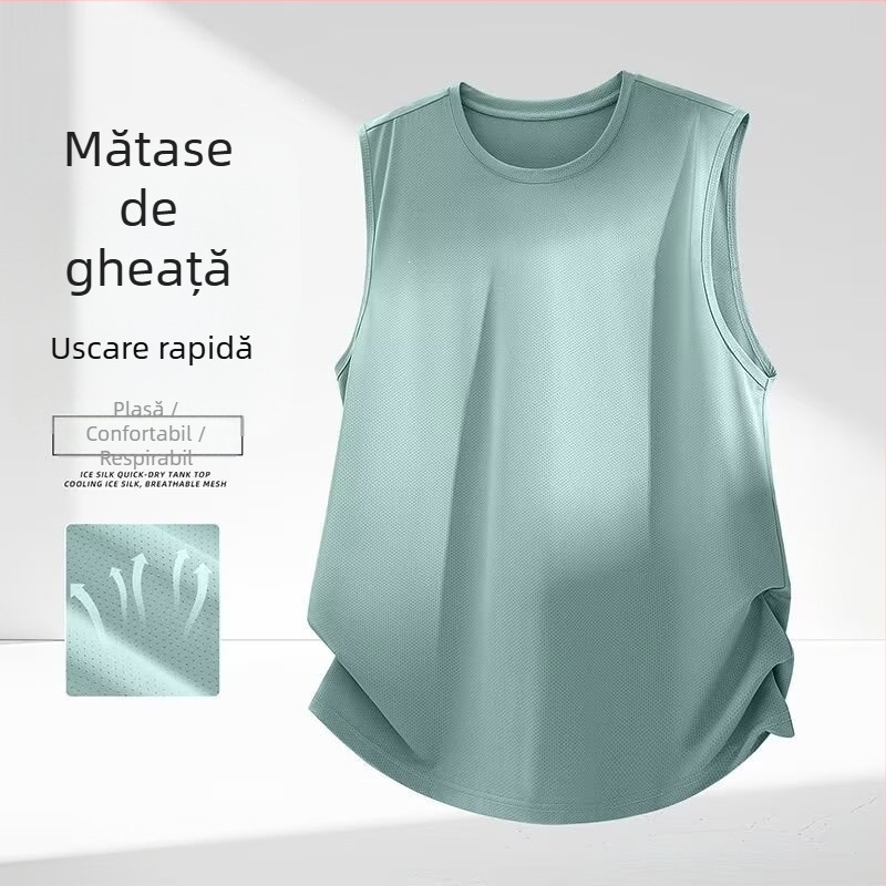 Maieu bărbătesc fără mâneci din mătase de gheață, lejer, uscare rapidă, pentru vară