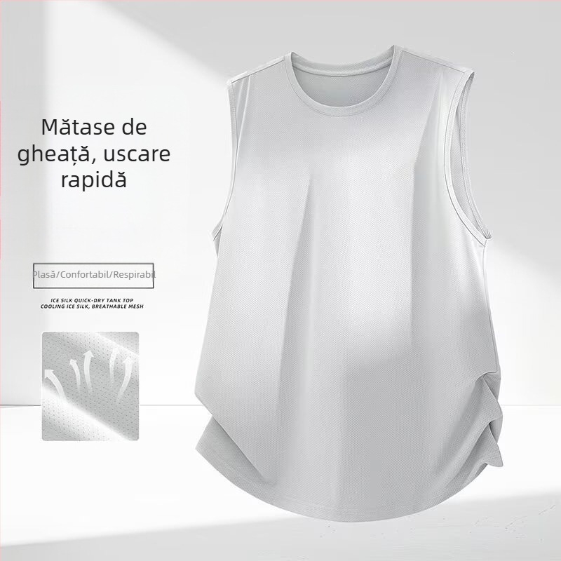 Maieu bărbătesc fără mâneci din mătase de gheață, lejer, uscare rapidă, pentru vară