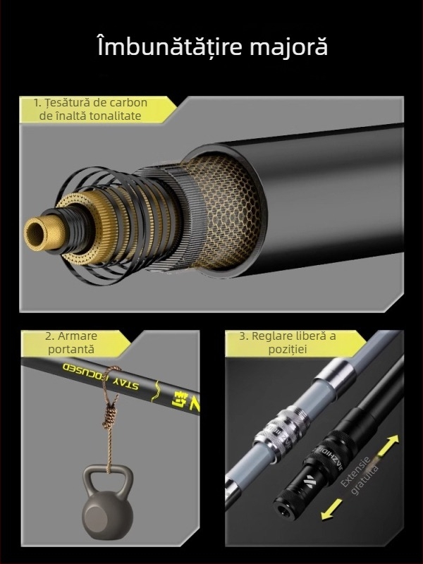 Suport portabil din carbon, telescopic pentru undițe, pentru pești mari, ultra ușor și stabil