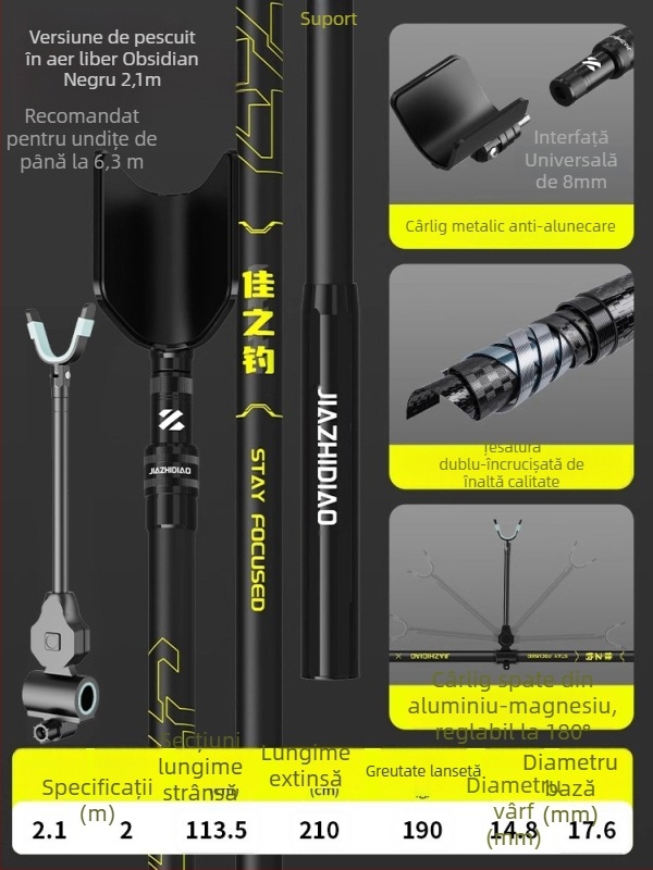Suport portabil din carbon, telescopic pentru undițe, pentru pești mari, ultra ușor și stabil