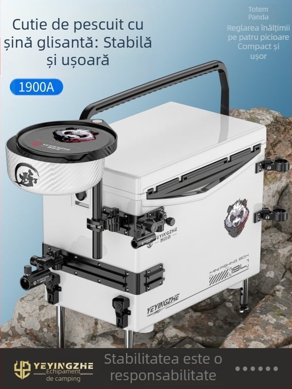 Camper 1900A Cutie de pescuit mini ultraușoară, portabilă, cu găleată pentru pești — set complet, model nou, poziție de șezut înaltă