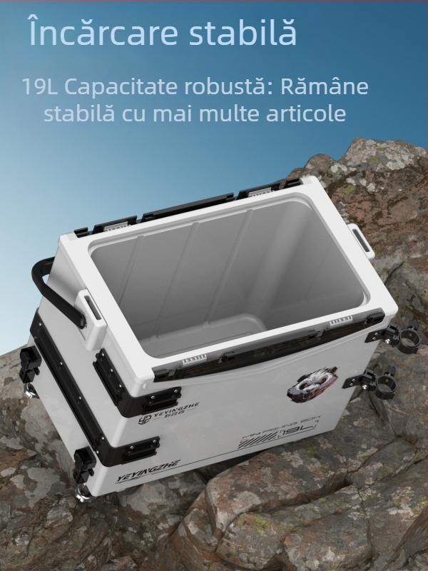 Camper 1900A Cutie de pescuit mini ultraușoară, portabilă, cu găleată pentru pești — set complet, model nou, poziție de șezut înaltă