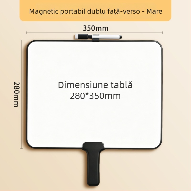 Mini tablă albă magnetică, de mână, cu două fețe, ușor de șters, pentru transmisiuni în direct și notițe acasă
