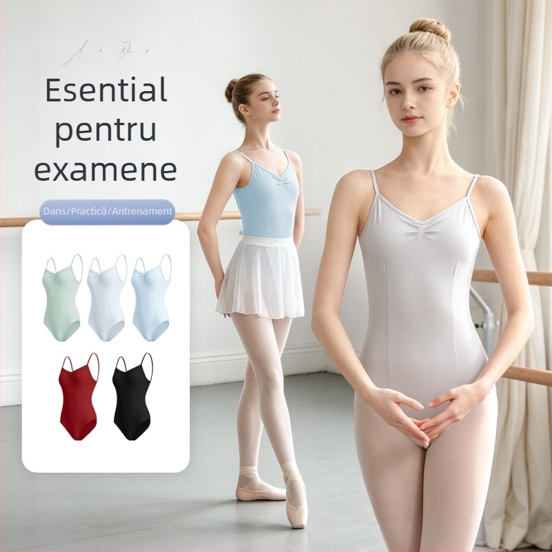 Leotard de nylon pentru femei, costum de dans dintr-o piesă, antrenament pentru adulți