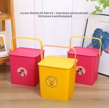 Găleată pătrată din plastic cu capac, design rață galbenă — șezut și recipient de depozitare pentru camping și pescuit