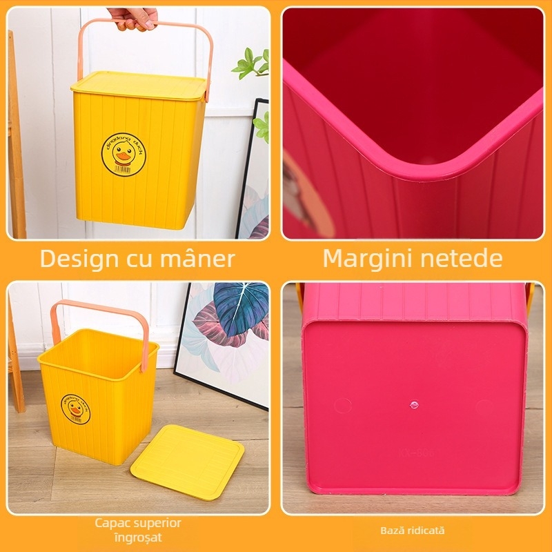 Găleată pătrată din plastic cu capac, design rață galbenă — șezut și recipient de depozitare pentru camping și pescuit