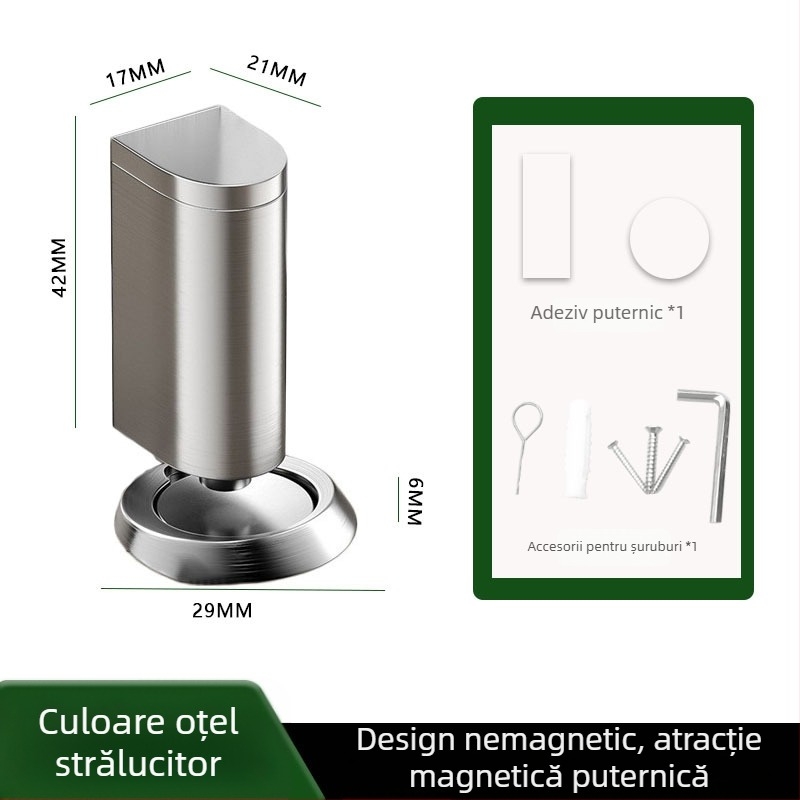 Stopper magnetic pentru uși, fără găuri, montaj pe podea invizibil, anti-coliziune, silențios, rezistent la vânt, pentru uși din lemn, uși interioare și uși de baie